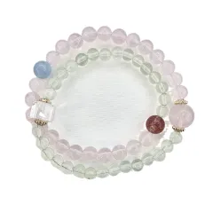 Prehnite Strawberry Crystal Horse Powder DIY Multi-circle Design Bracelet - A149 Bracelet - View 1