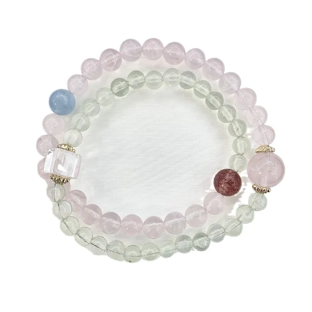 Prehnite Strawberry Crystal Horse Powder DIY Multi circle Design Bracelet A149 Bracelet - Shop at LoveMi