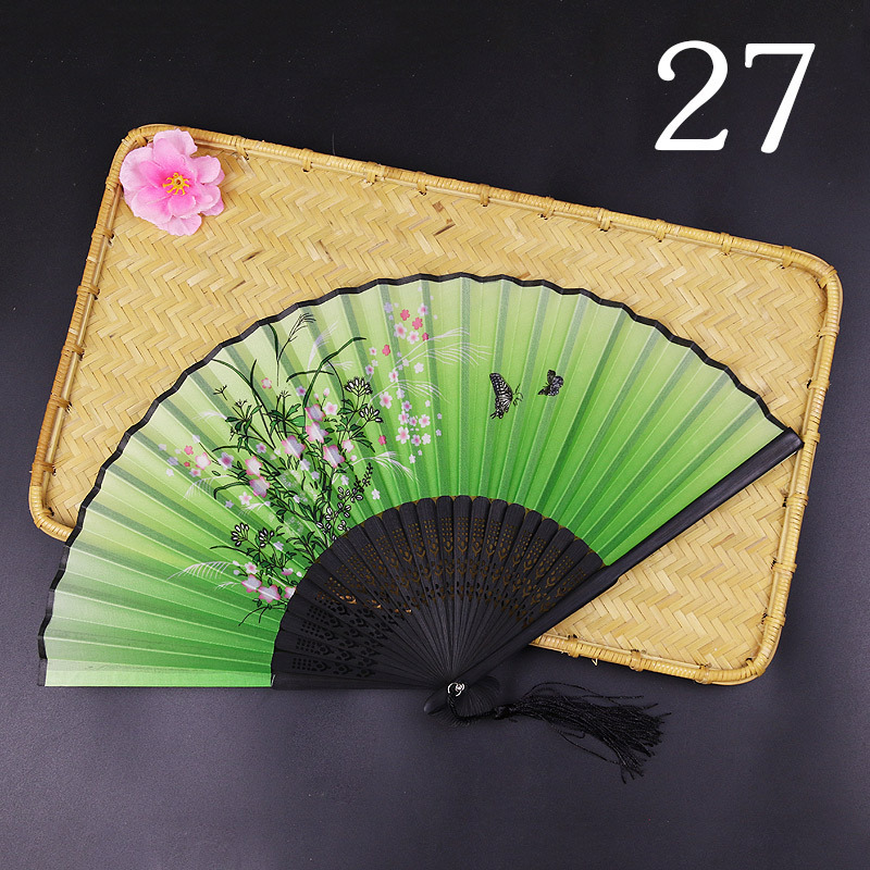 Archaic Folding Fan Summer Portable Chinese Style Dance Female Fan Bamboo Raw Silk Fan Japanese Style Fan