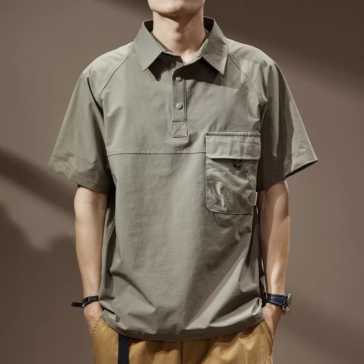 Mens Summer Retro Lapel Trendy T-Shirt