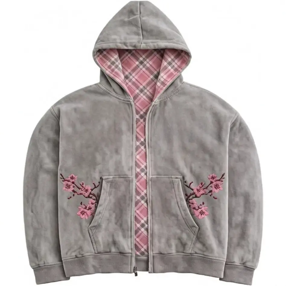 New AutumnWinter Retro Cherry Blossom American-Style Reversible
