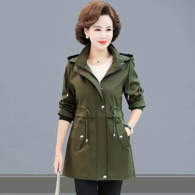 Spring And Autumn Fashionable Jacket Mid length Trench Coat Green - Shop at LoveMi