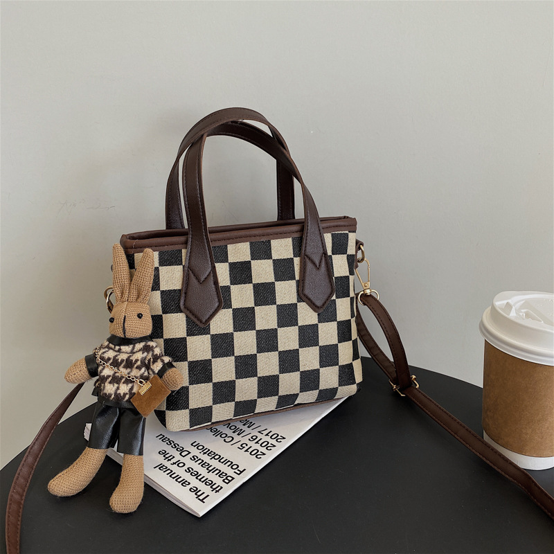 Fashion Houndstooth Shoulder Bags Portable Checkerboard Handbags All-match Messe - Bild 15 von 17