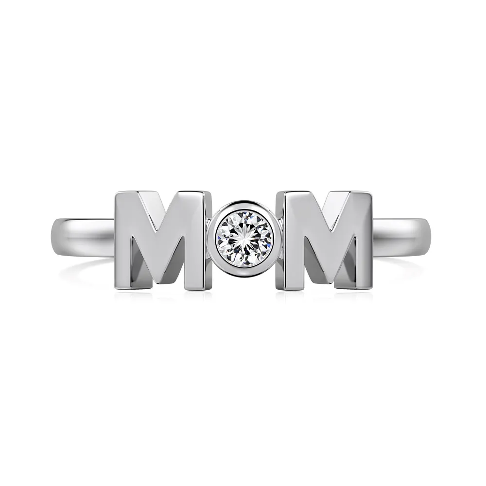 MOM Design Refined And Simple Personality Ring - Platinum