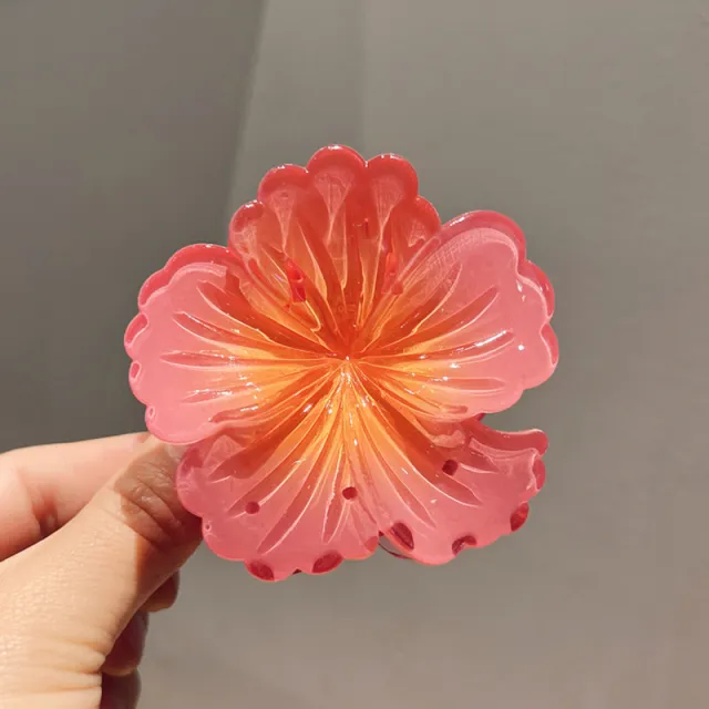 Gradient Color Curly Heart Flower Barrettes Large Headdress Watermelon Red 8Cm - Shop at LoveMi