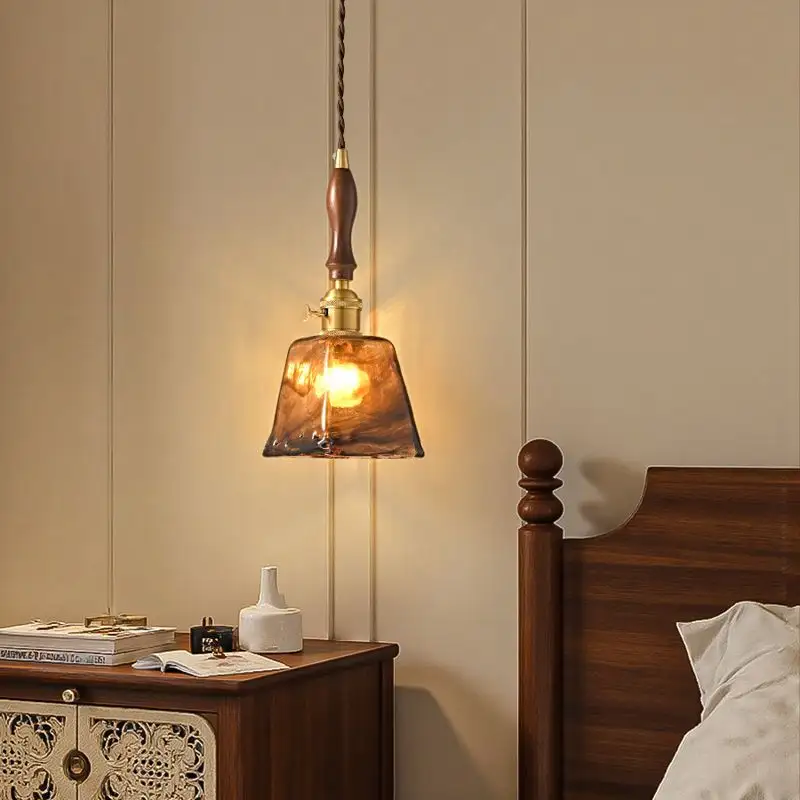 Glass Pendant Light Amber Vintage-style Chandelier