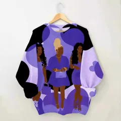 Urban Fashion Beauty Printed Long-sleeved Sweatshirt - Purpl - View 1