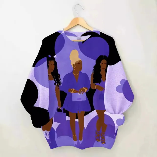 Urban Fashion Beauty Printed Long sleeved Sweatshirt Purpl - Shop at LoveMi