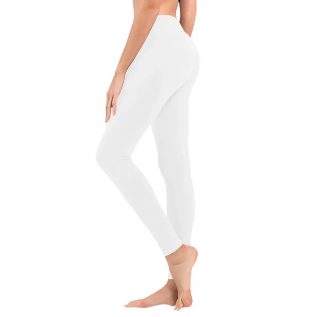 Solid Color High Waist Cropped Leggings Solid Color White - Shop at LoveMi