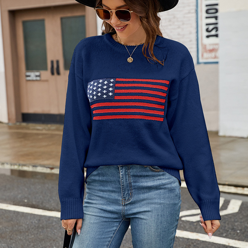 Navy Blue Flag Sweater