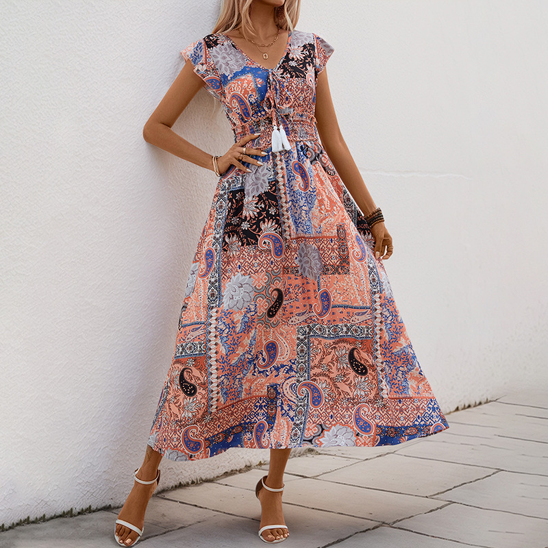 European And American Summer A Swing Printed Dress