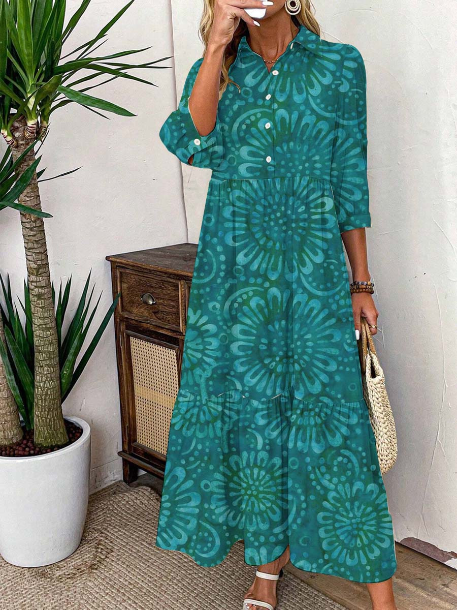 Womens Loose Fashionable Floral Dress With 3D Digital Print