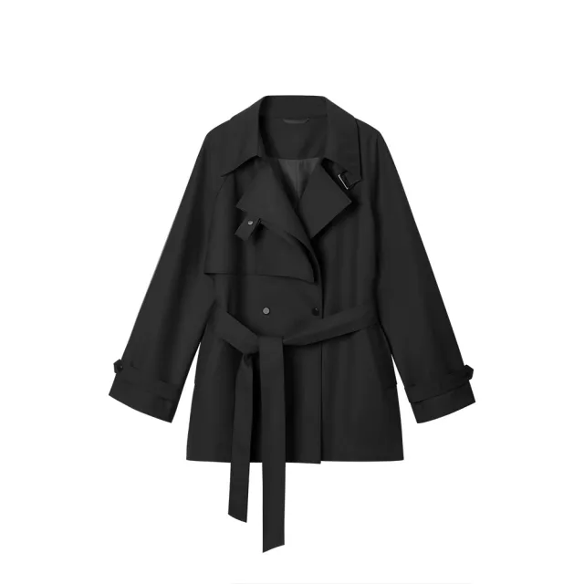 Women's Asymmetric Loose Casual Mid length Trench Coat Black - Shop at LoveMi
