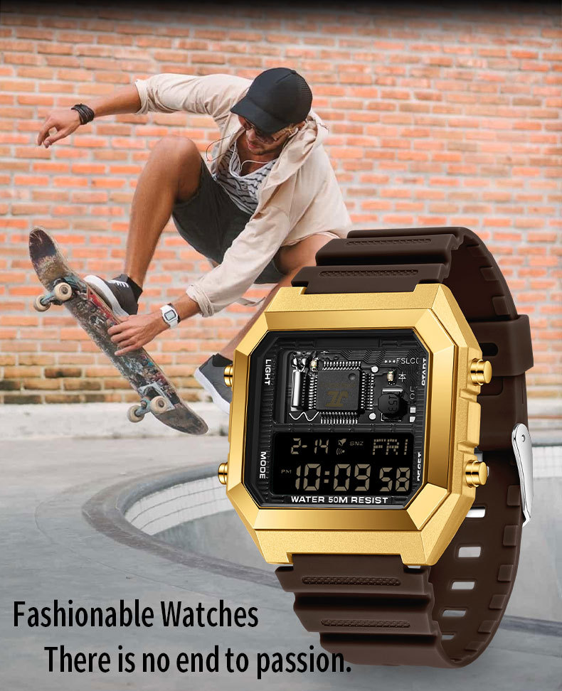 Sanda 6216 Square Waterproof Sports Digital watch for Men Students