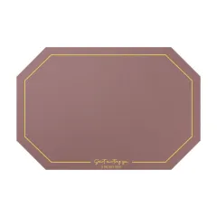 Octagonal Leather Placemat Waterproof Household Table Mat Heat Proof Mat Placemat - Brown - View 1
