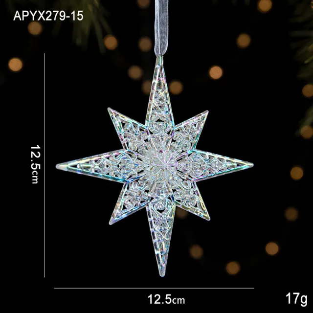 Christmas Colorful Transparent Acrylic Hang Decorations Octagonal Star - Shop at LoveMi