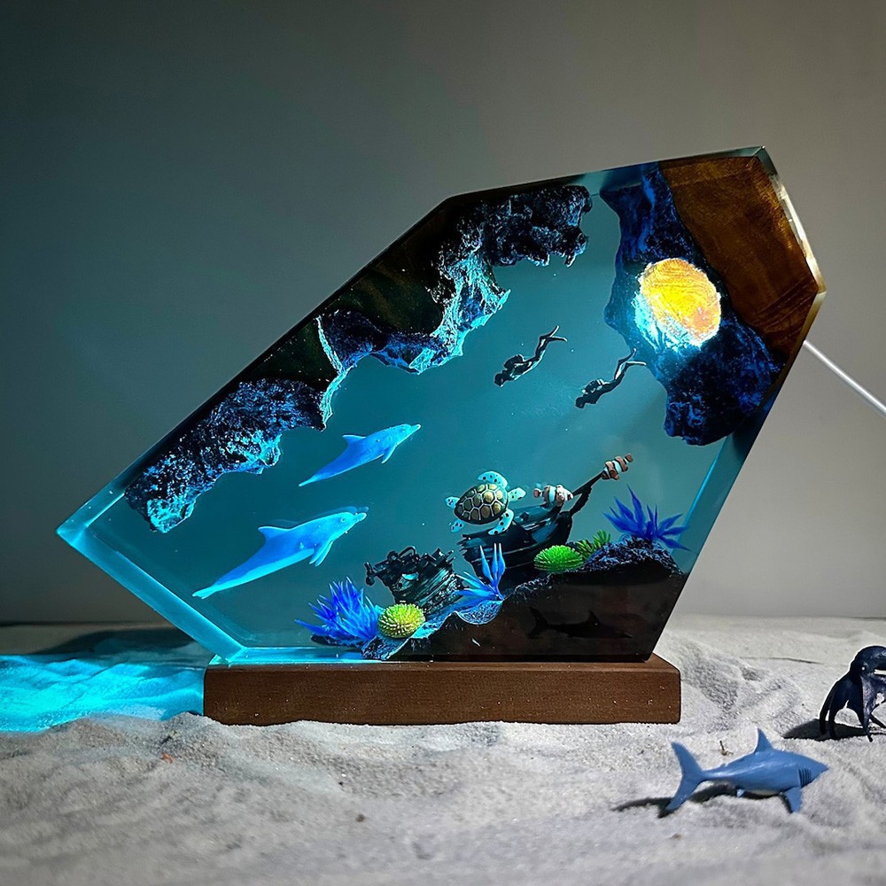 Resin Orca Diver Night Light, picture 2 of 5