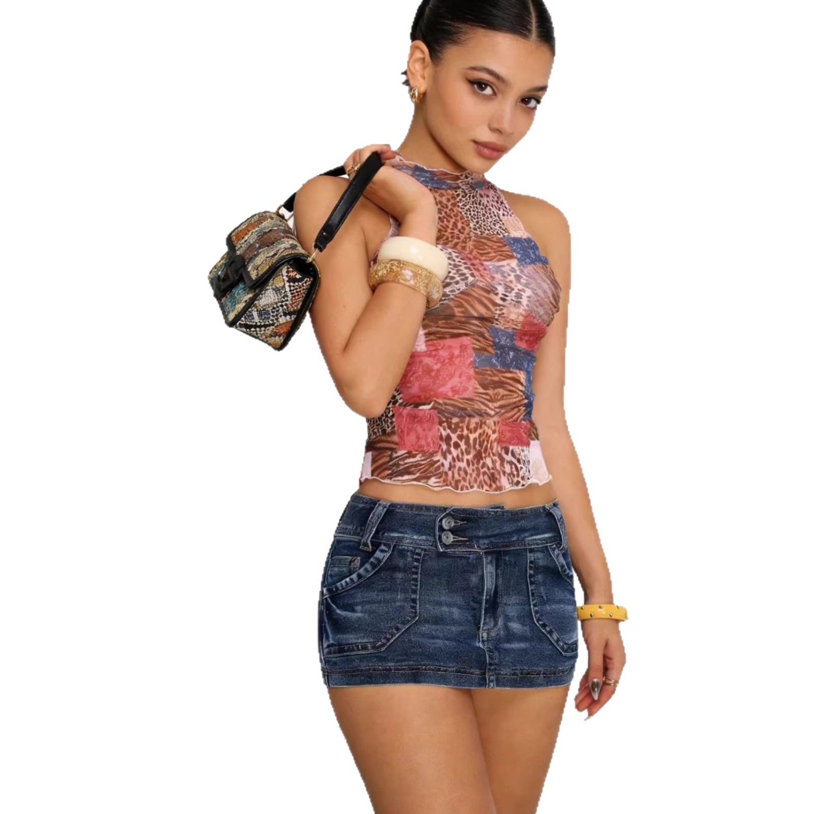 Retro Stretch Denim Skirt For Women