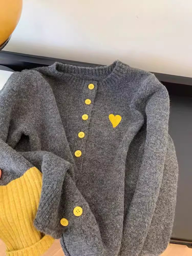 Preppy Style Love Embroidered Knitted Cardigan For Women