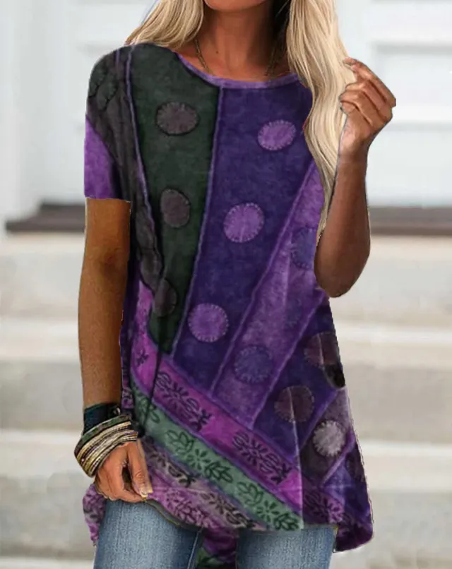Fashion Womens Short Sleeve Tops For Foreign Trade Purple - Shop at LoveMi