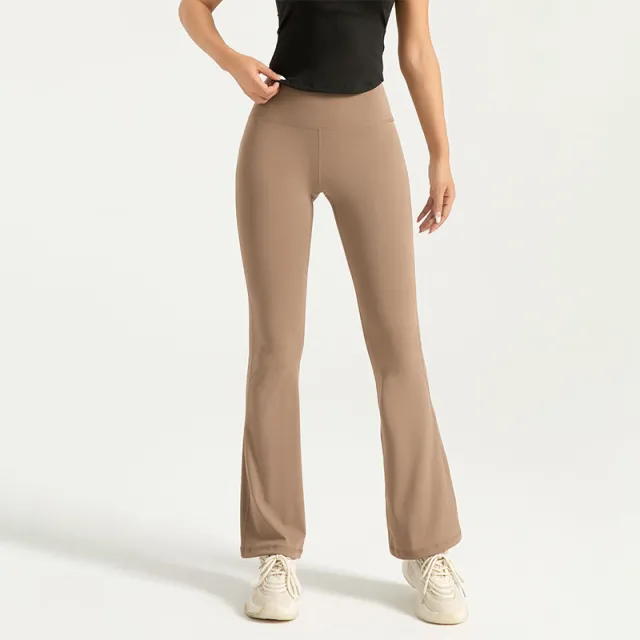 High Waist Hip Lift Yoga Bell bottom Pants Nude Feel Fitness Nude - Shop at LoveMi