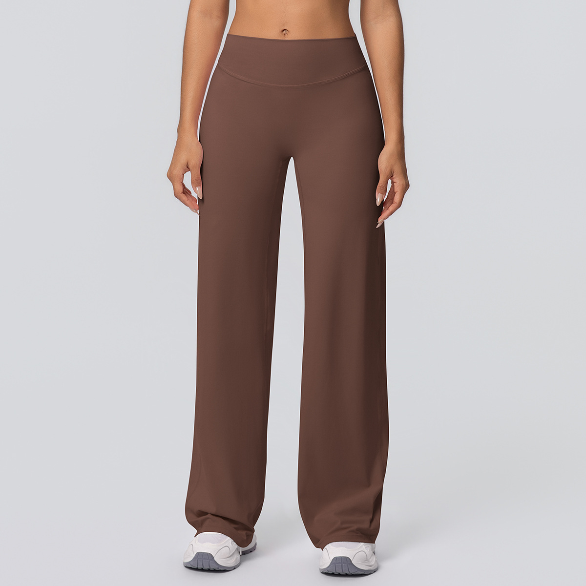 Double-sided Brushed Solid-color High-waisted Loose-fitting Breathable Yoga Wide-leg Pants