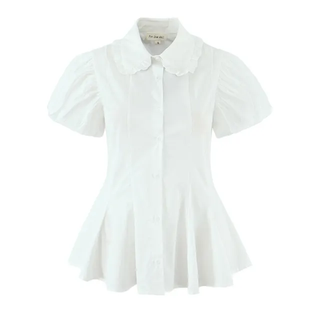 Women's Women's Short sleeve Shirt Lapel Slim Fit White - Shop at LoveMi