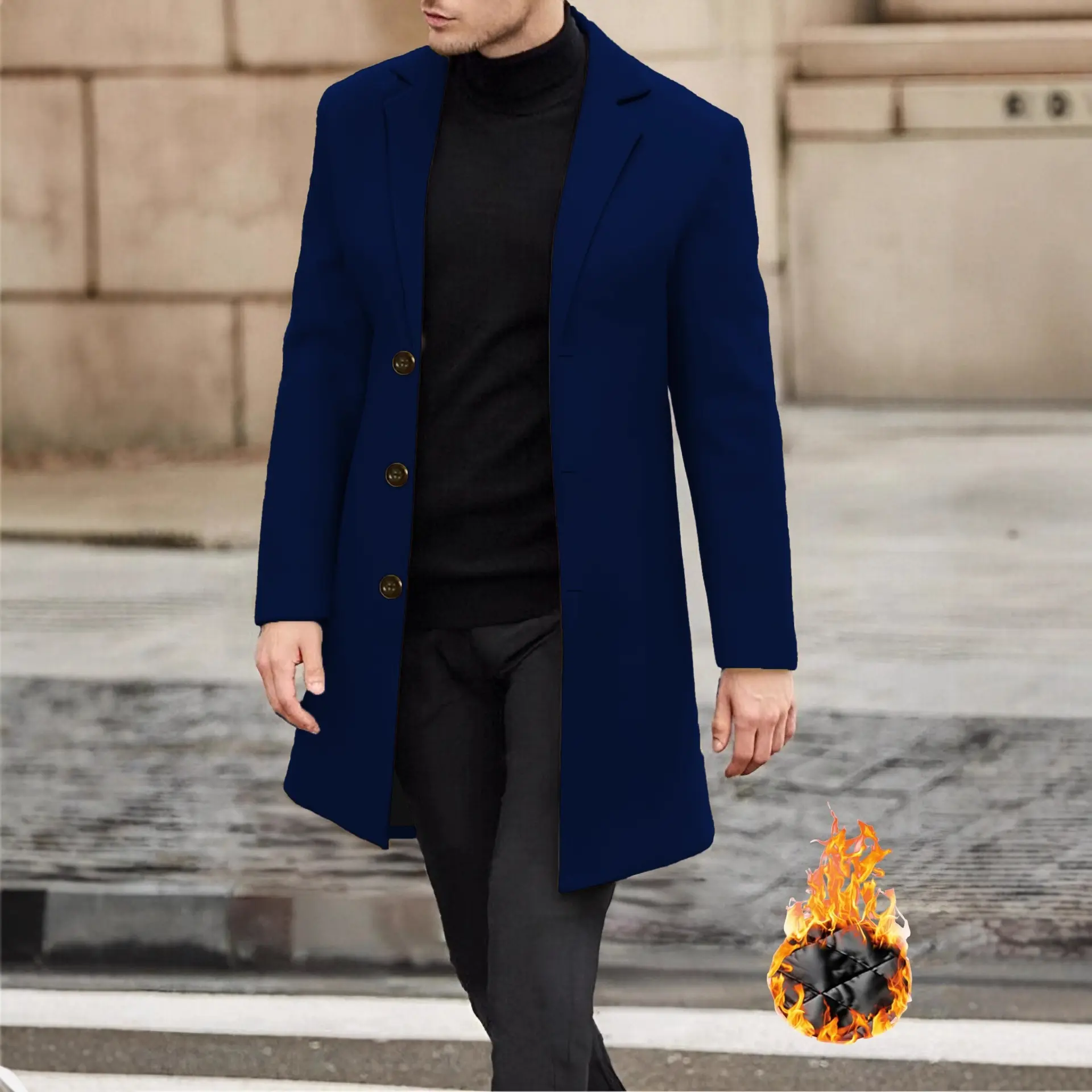 Single Breasted Lapel Windbreaker Woolen Coat