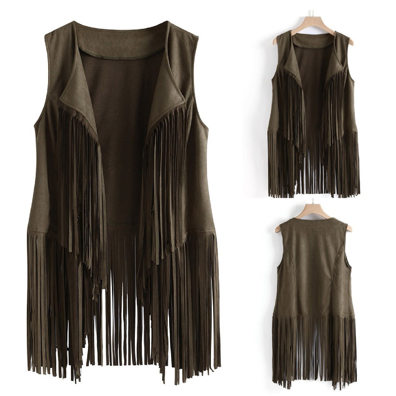 Title 22, Fashion Thin Tassel Sleeveless Vest for Women. ...