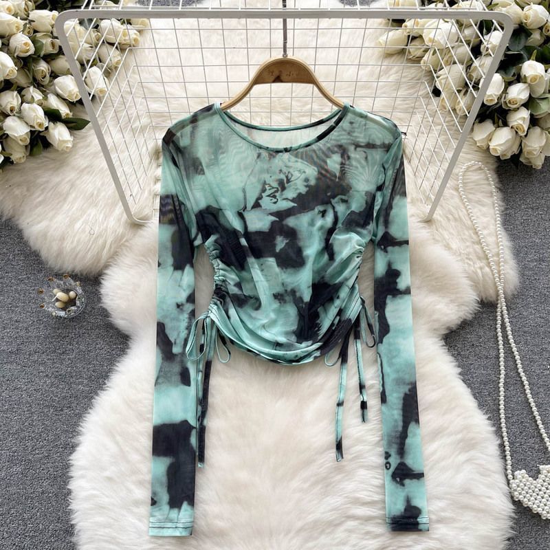 Retro Tie-dye Mesh Top