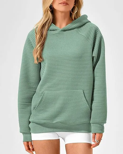 Women's Long Sleeve Hooded Fashion Tops Green - Shop at LoveMi