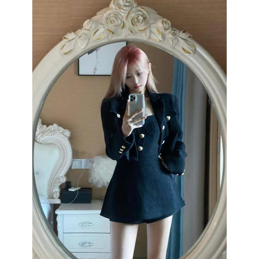 Women's Fashion Black Camisole Dress Suit