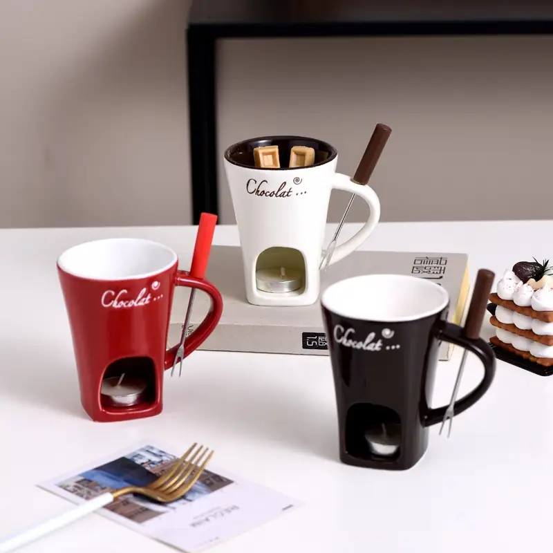 Ceramic Chocolate Hot Pot Stove Ice Cream Hot Pot Cup