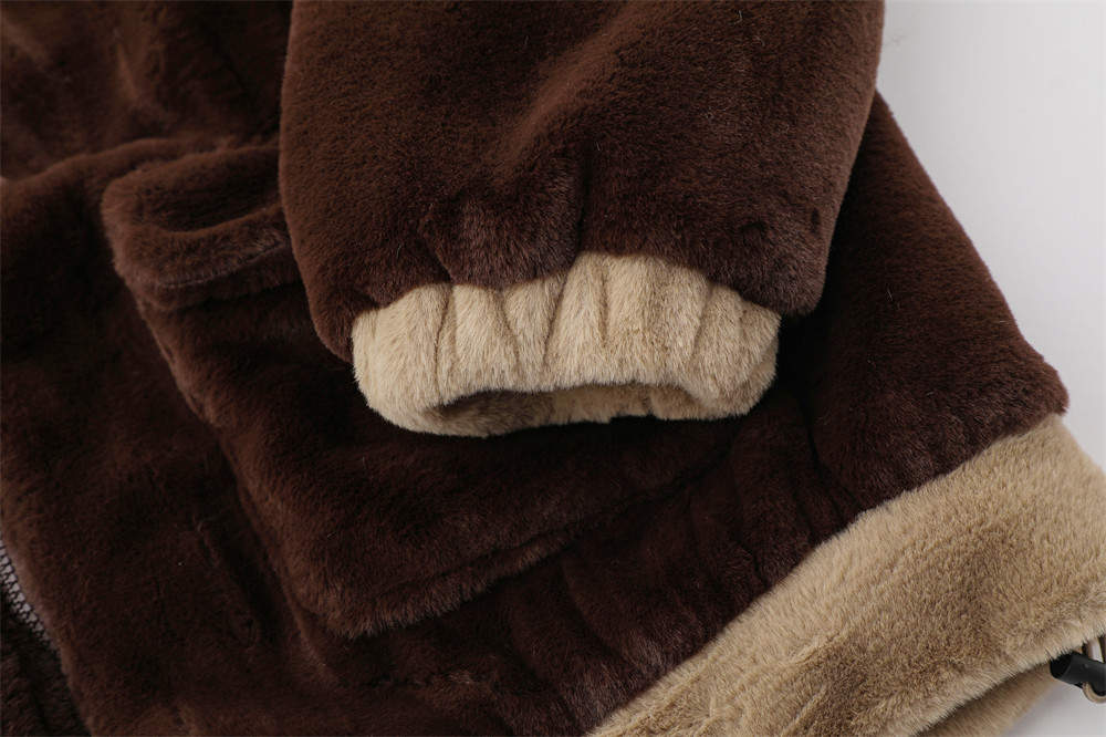 Cute Embroidered Bear Ear Hooded Lamb Plush Coat