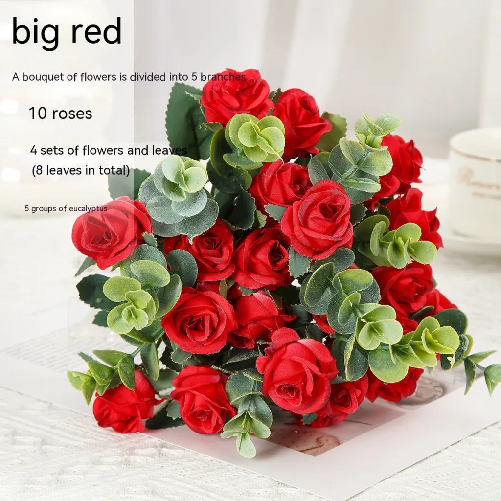 Living Room Decoration Flowers Wedding Ceremony Artificial Flower Arrangement - Red
