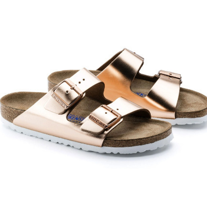 Double Breasted Flat Large Size Sandals Foreign Trade Slippers PU Fabric Champagne Size43 - Shop at LoveMi
