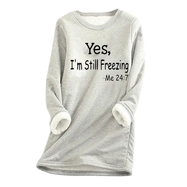 Thickened Plus Size Slim fit Letter printing Velvet Padded Bottoming Shirt Granny Grey - Shop at LoveMi