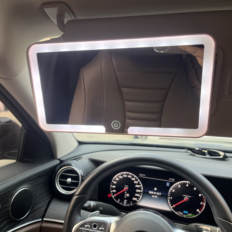 Car Makeup Mirror Sun Visor Co-pilot LED Three-color Adjustable Makeup Mirror