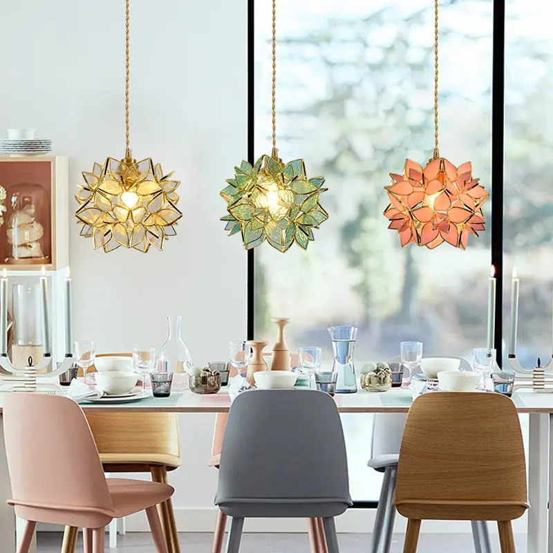 Stained Glass Chandelier Hanging Line Lamp