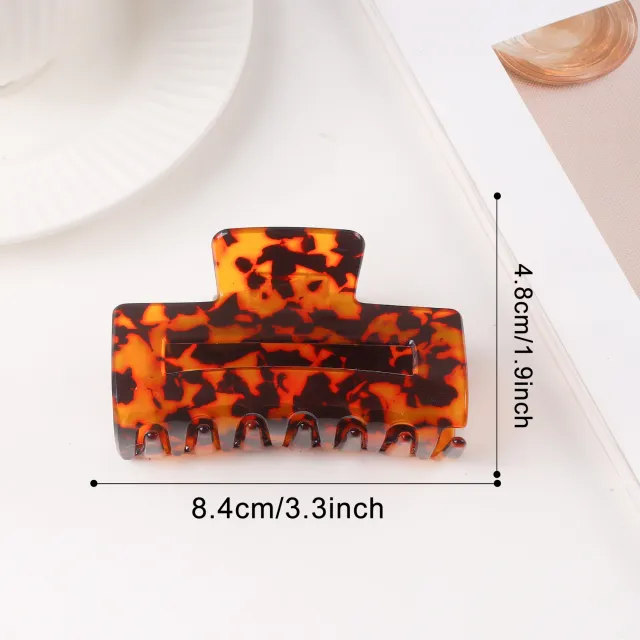 Multi color Textured Minimalist Chic Versatile Shark Clip Amber - Shop at LoveMi