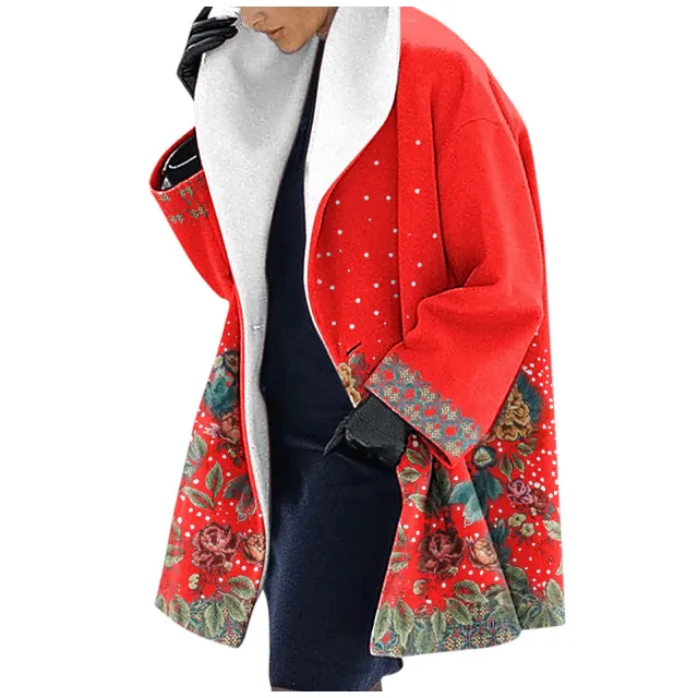 Mid length Fall And Winter Lapels Loose Casual Hooded Coat Red - Shop at LoveMi