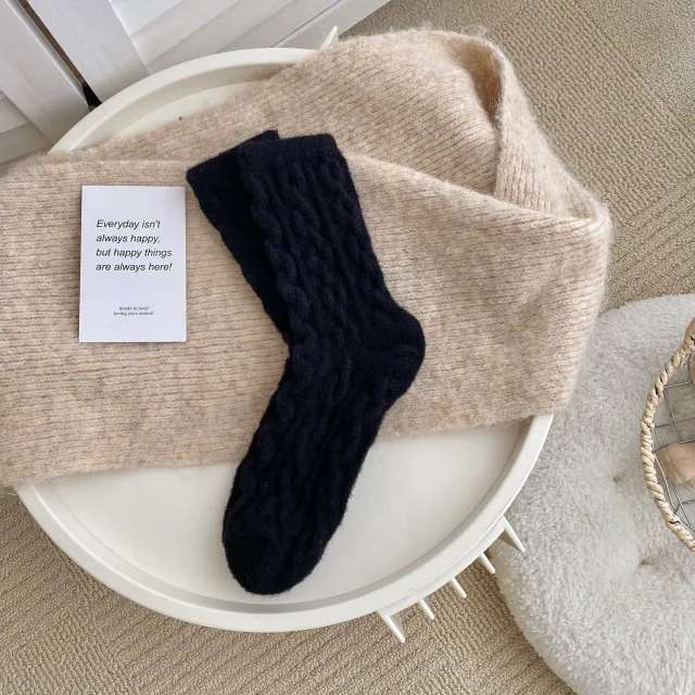 Fleece Lined Padded Warm Keeping Floor Home Sleeping Socks Black - Shop at LoveMi