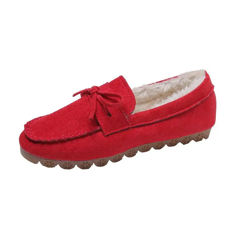 Plus-size Square-toe Chunky-soled Fleece-lined Stitched Shoes Snow Boots