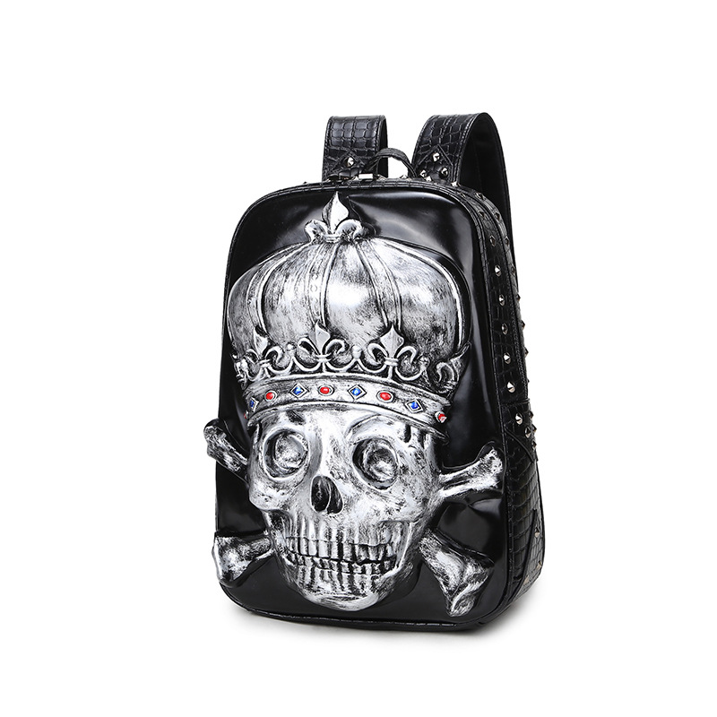 Title 15, Personality Skull Creative Punk Backpack for Wo...