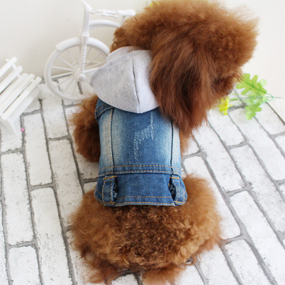 Pet Clothes Gray Hat Denim Vest Coat Bichon VIP Spring And Summer Denim Vest