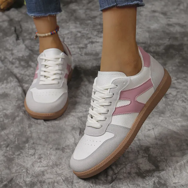 European And American Retro Color Matching Plus Size German Training Shoes Sneaker Pink - Shop at LoveMi