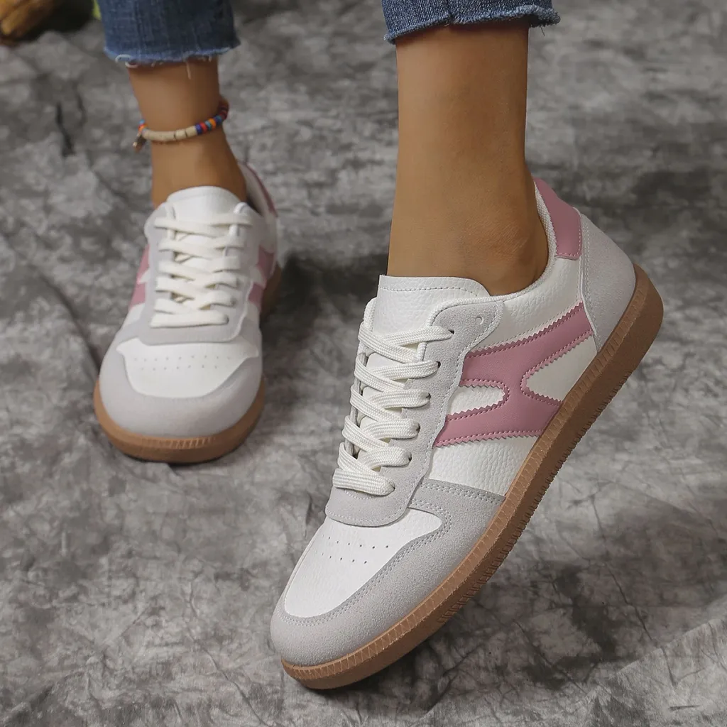 European And American Retro Color Matching Plus Size German Training Shoes Sneaker - Pink