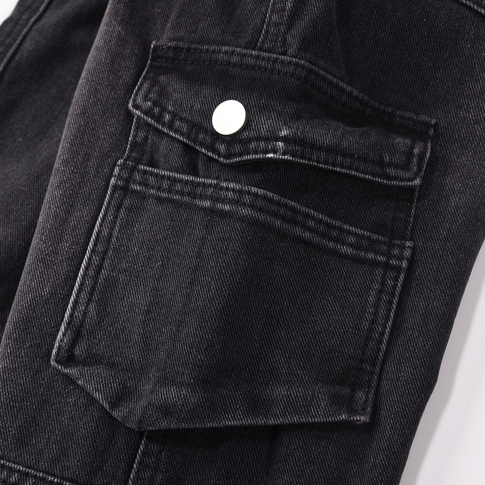 Men's Personality Stitching Tooling Width Cuffless Pants