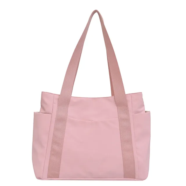 New Japanese Style Solid Color Tote Bag Shoulder Bag Casual Simple Canvas Handbag Pink - Shop at LoveMi