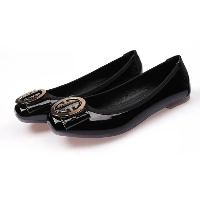 Women's Summer Korean Style Mom Square Toe Flats Plus Size Doug Shoes Black - Shop at LoveMi